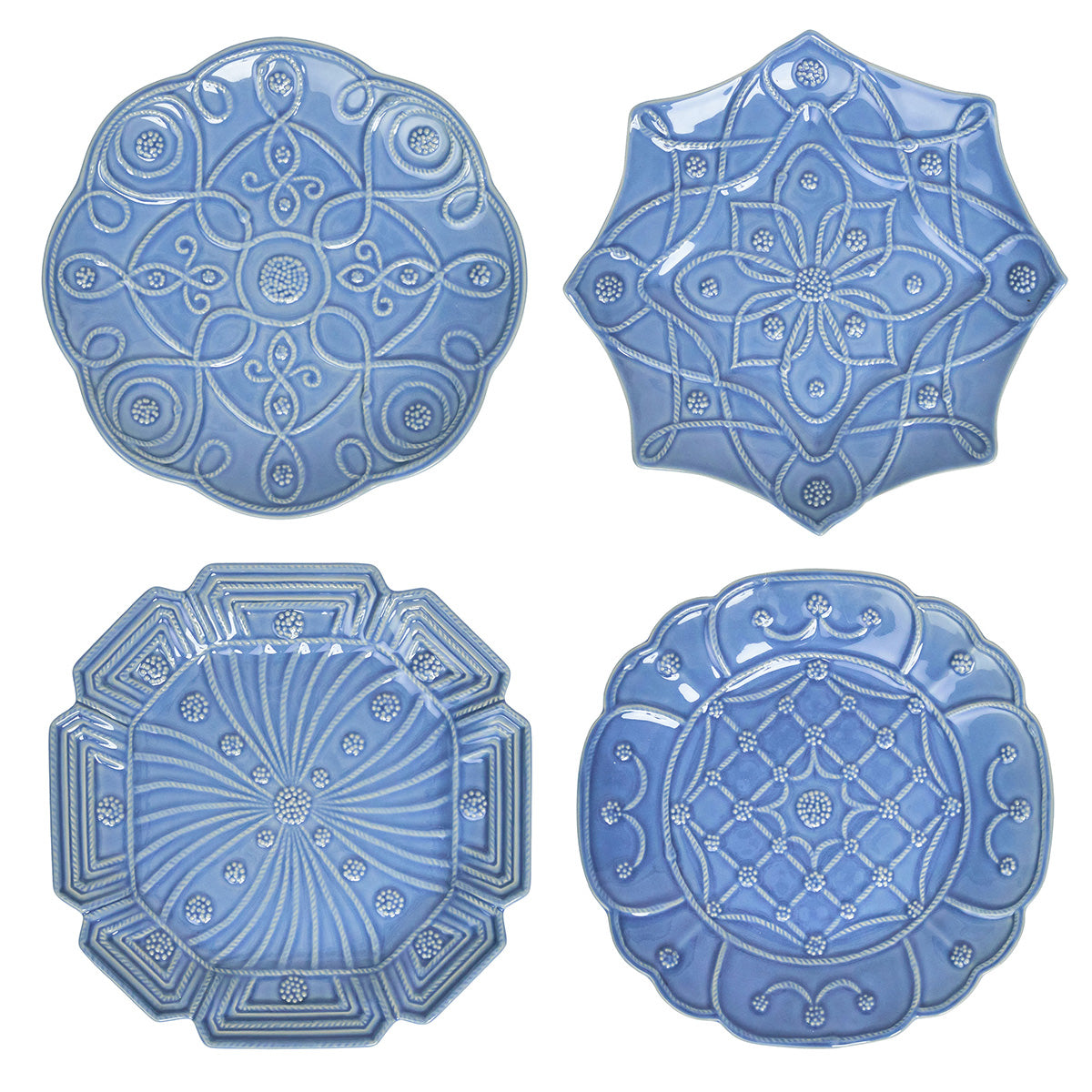 Jardins du Monde Dessert/Salad Plate Assorted in Chambray, Set of 4
