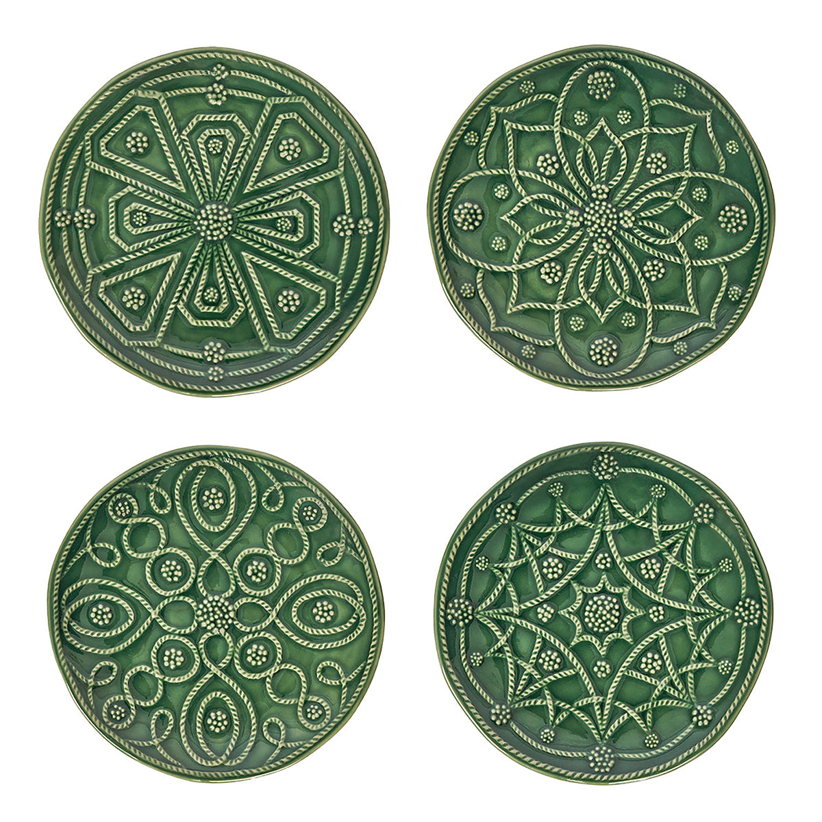 Jardins Du Monde Side/Cocktail Plate Assorted, Set of 4 in Basil