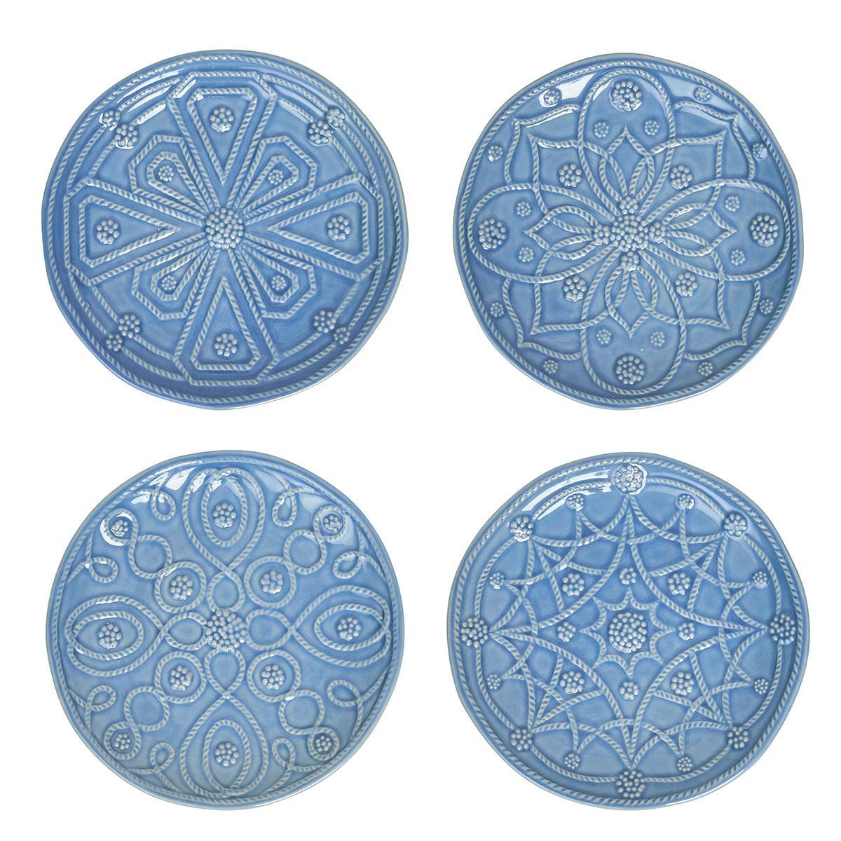 Jardins du Monde Side/Cocktail Plate Assorted in Chambray, Set of 4