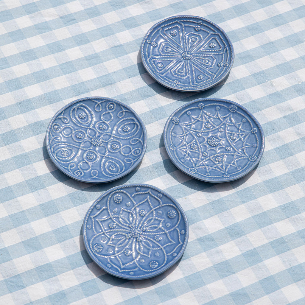 Jardins du Monde Side/Cocktail Plate Assorted in Chambray, Set of 4