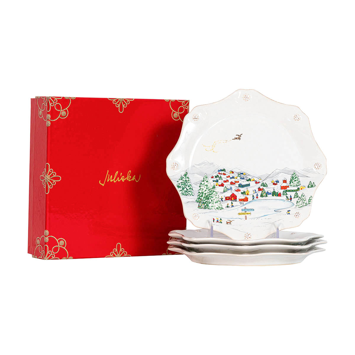 Berry & Thread North Pole Dessert/Salad Plate Assorted, Set of 4
