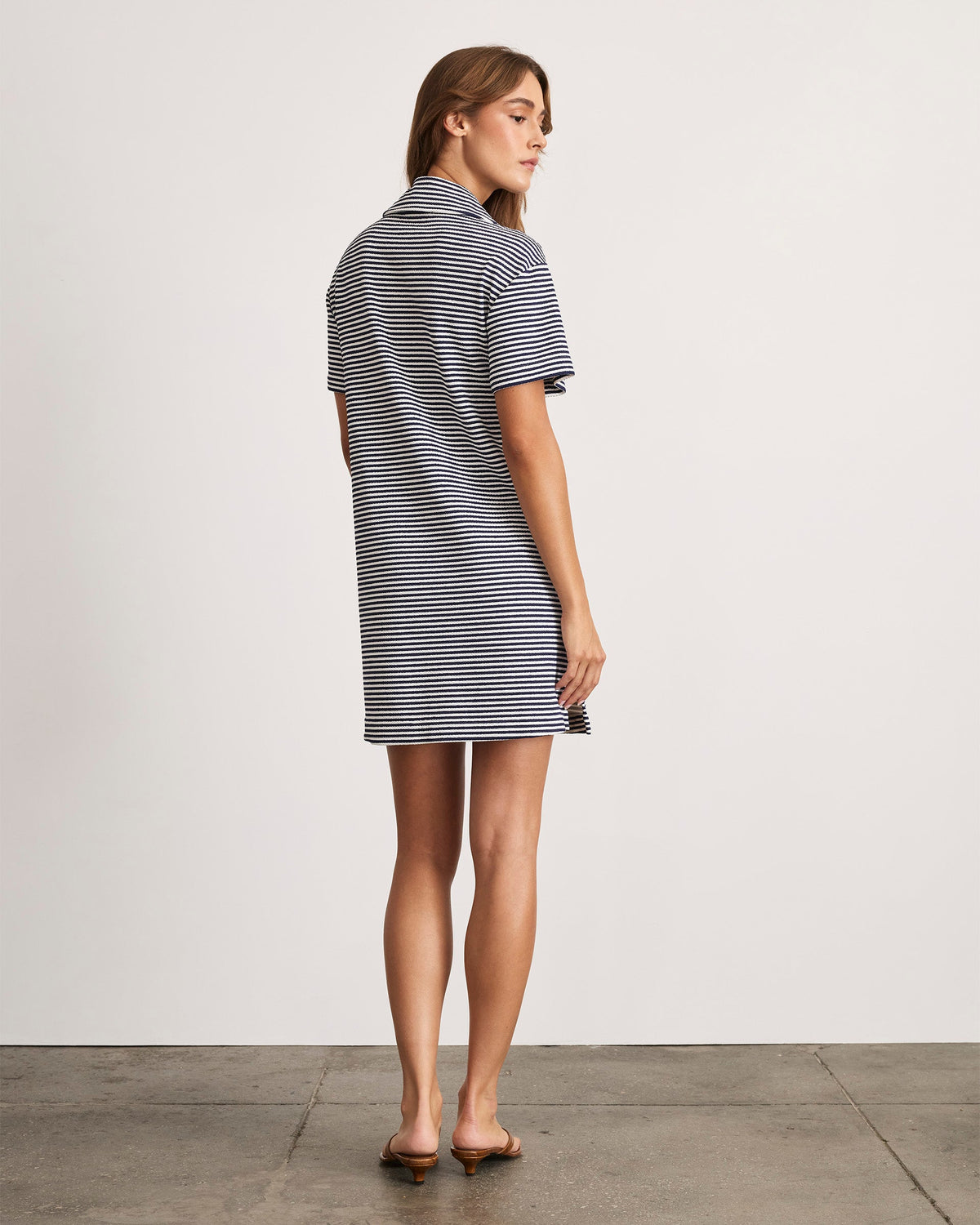 Joni Dress in Maritime Blue & Cream Multi