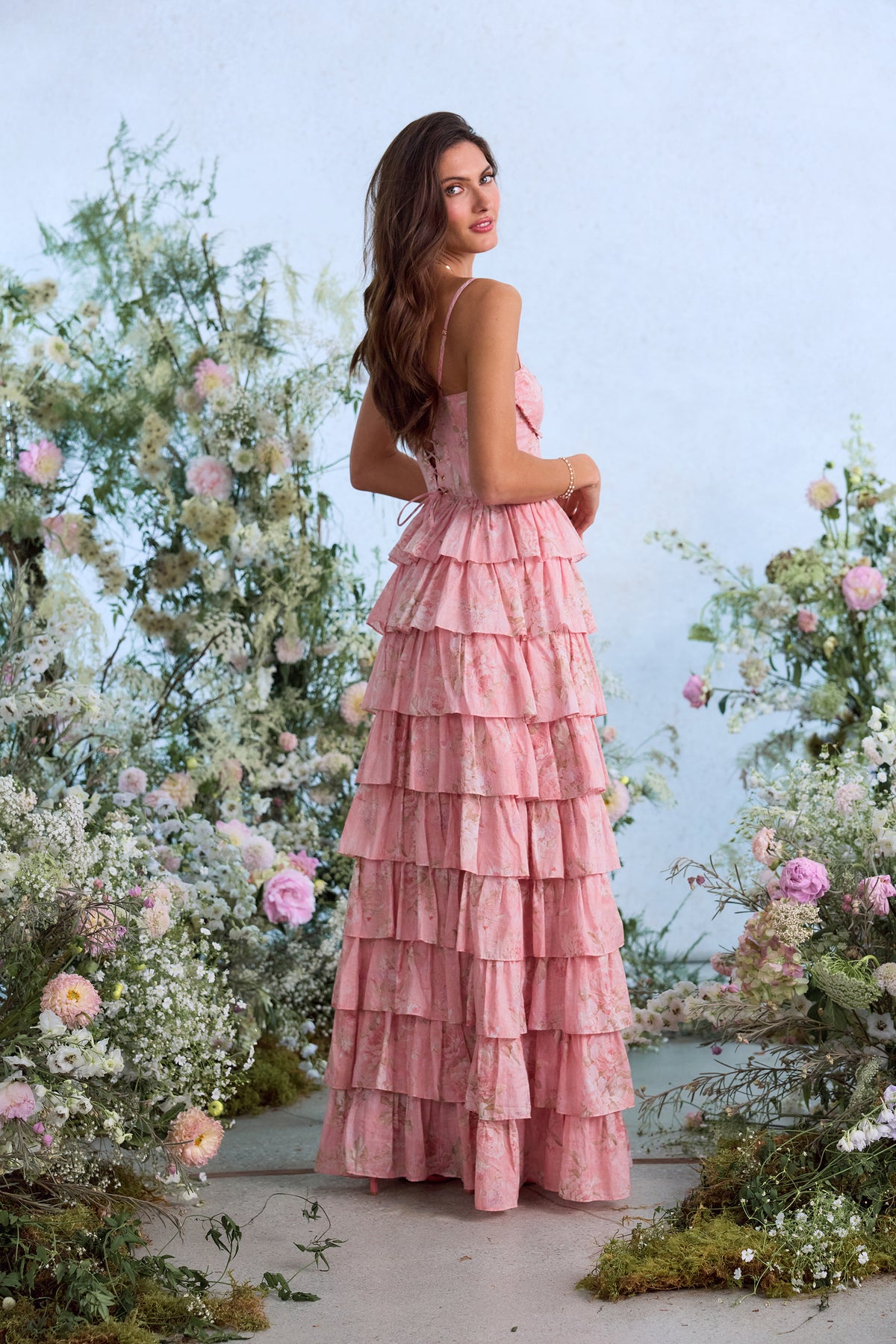 The Josephine Dress in Light Pink Tapestry Rose