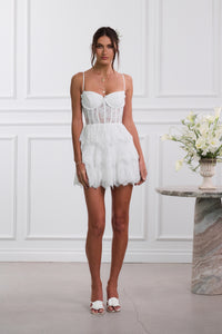 The Josie Dress in White Chantilly Lace