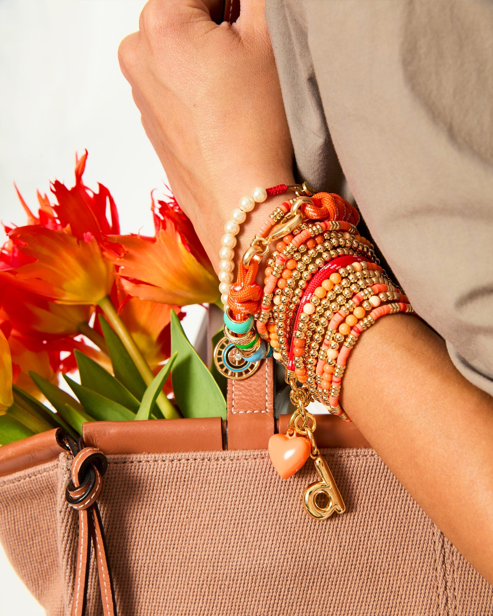 The Super Size Happy Cord Bracelet in Orange