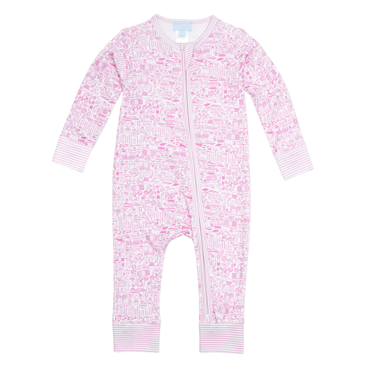 Joy Street Nantucket Printed Zip Onesie, Pink