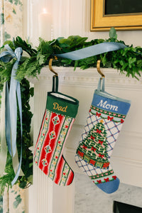 Needlepoint Ribbon Christmas Tree Stocking