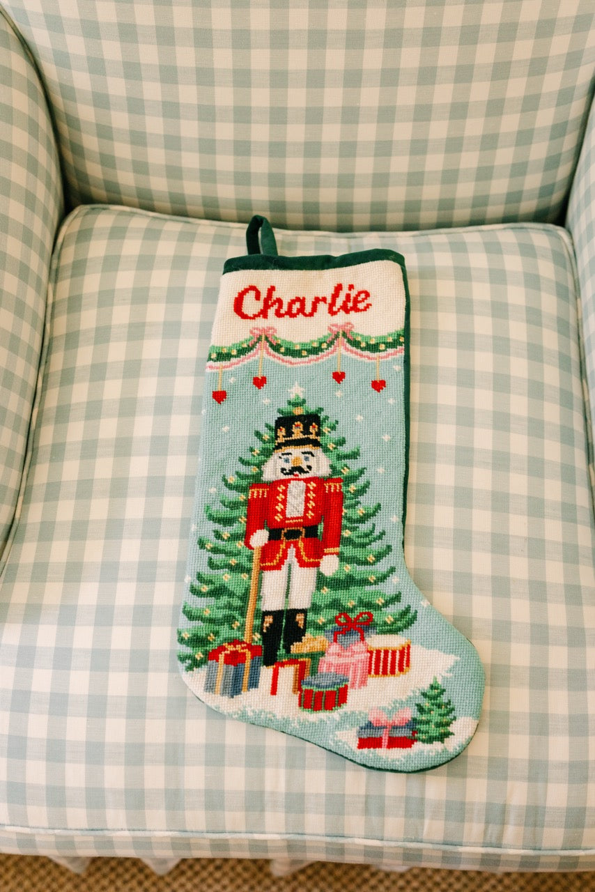Needlepoint Grand Nutcracker with Tree Stocking