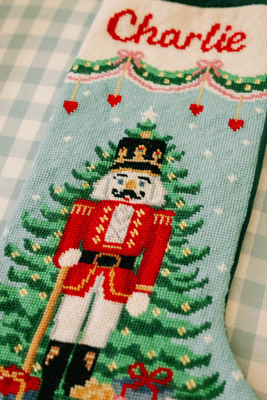 Needlepoint Grand Nutcracker with Tree Stocking