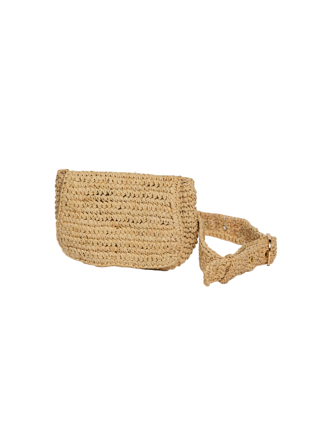 Raffia straw belt bag