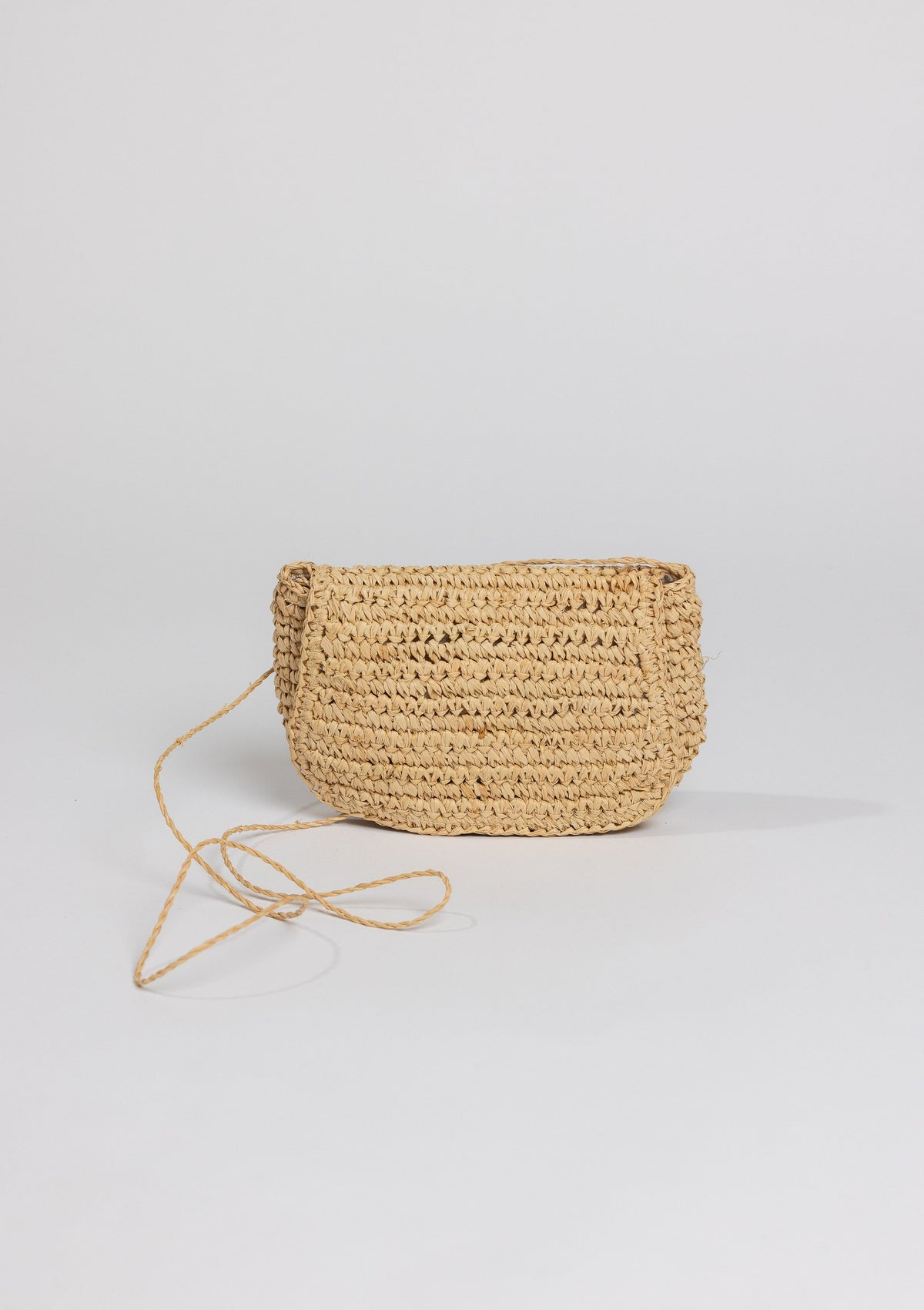 Raffia straw belt bag with thin crossbody strap