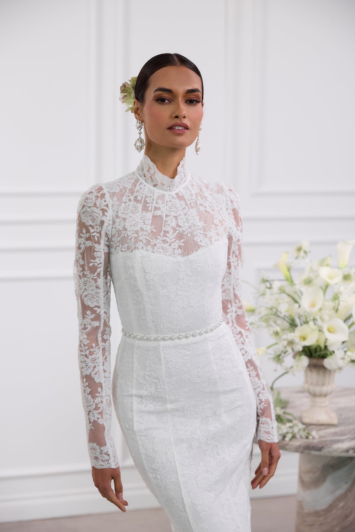 The Jules Dress in White Chantilly Lace