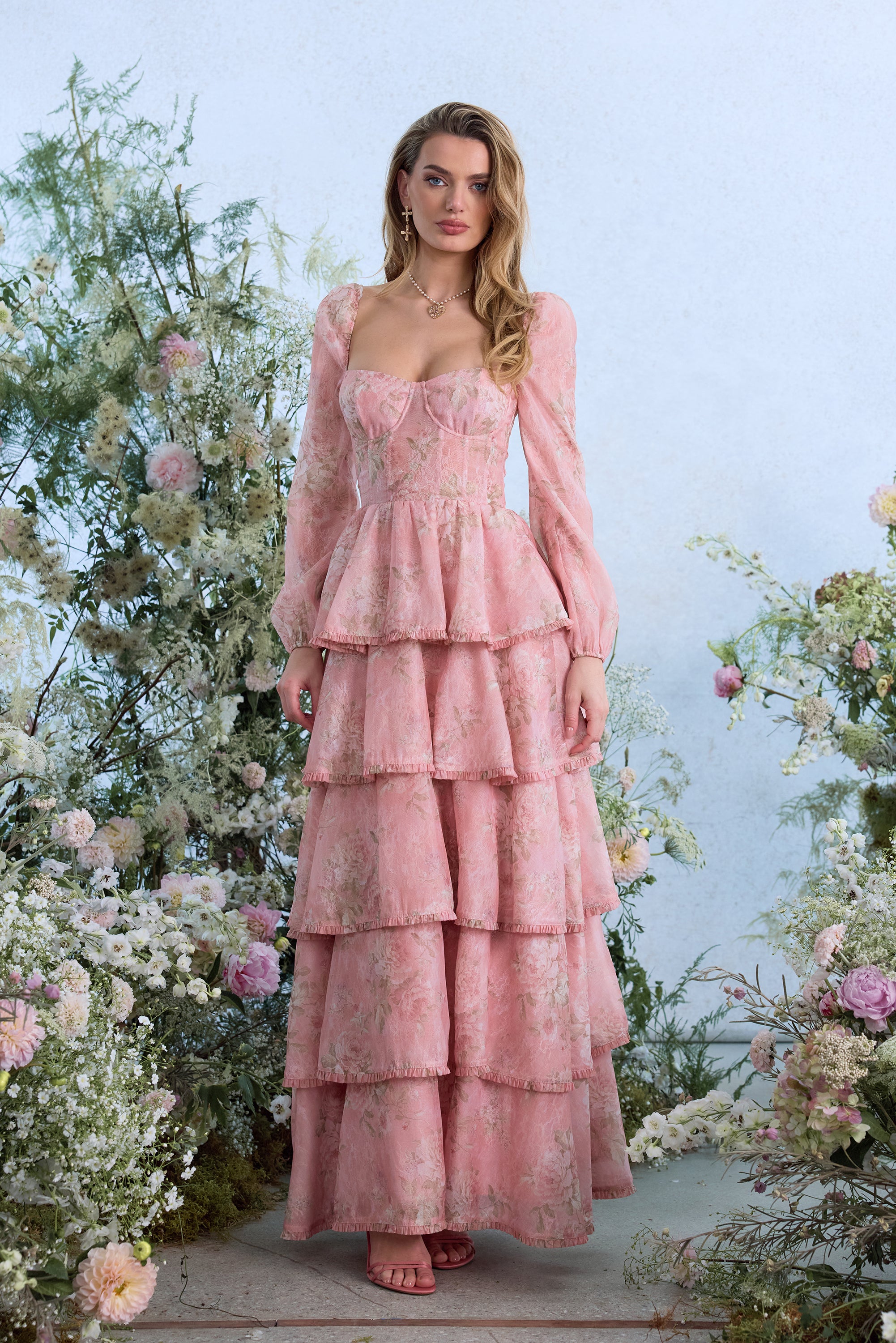 The Juliette Dress in Light Pink Tapestry Rose