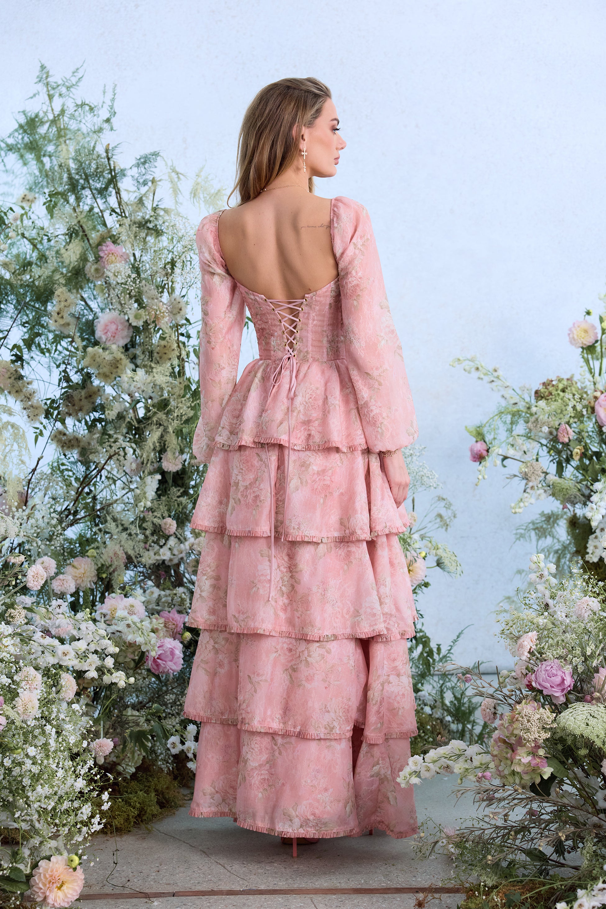 The Juliette Dress in Light Pink Tapestry Rose