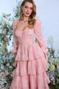 The Juliette Dress in Light Pink Tapestry Rose