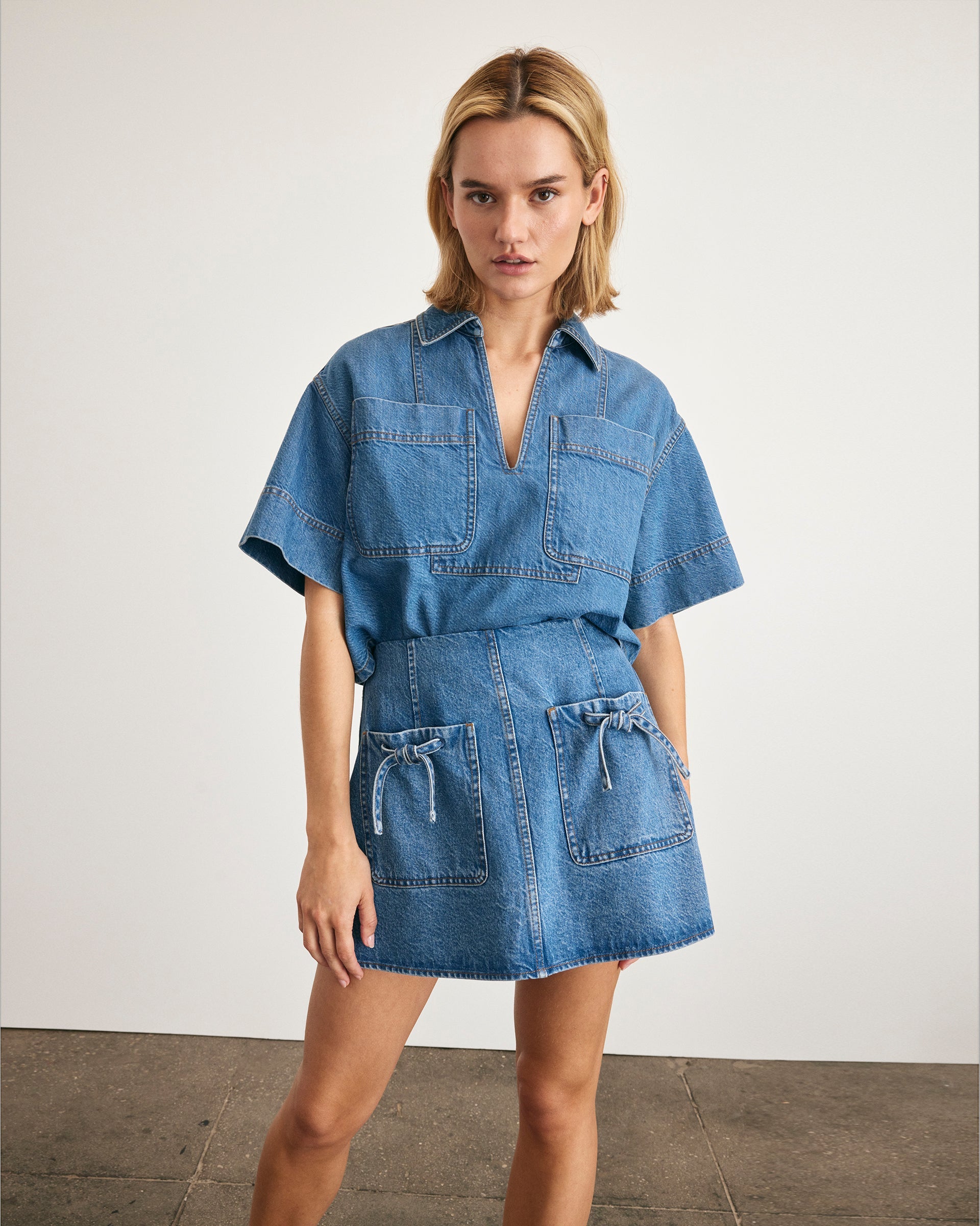 Cory Skirt in Medium Indigo Blue