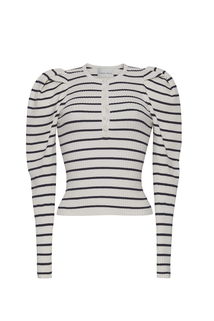 Jade Top in Ivory Black Stripe