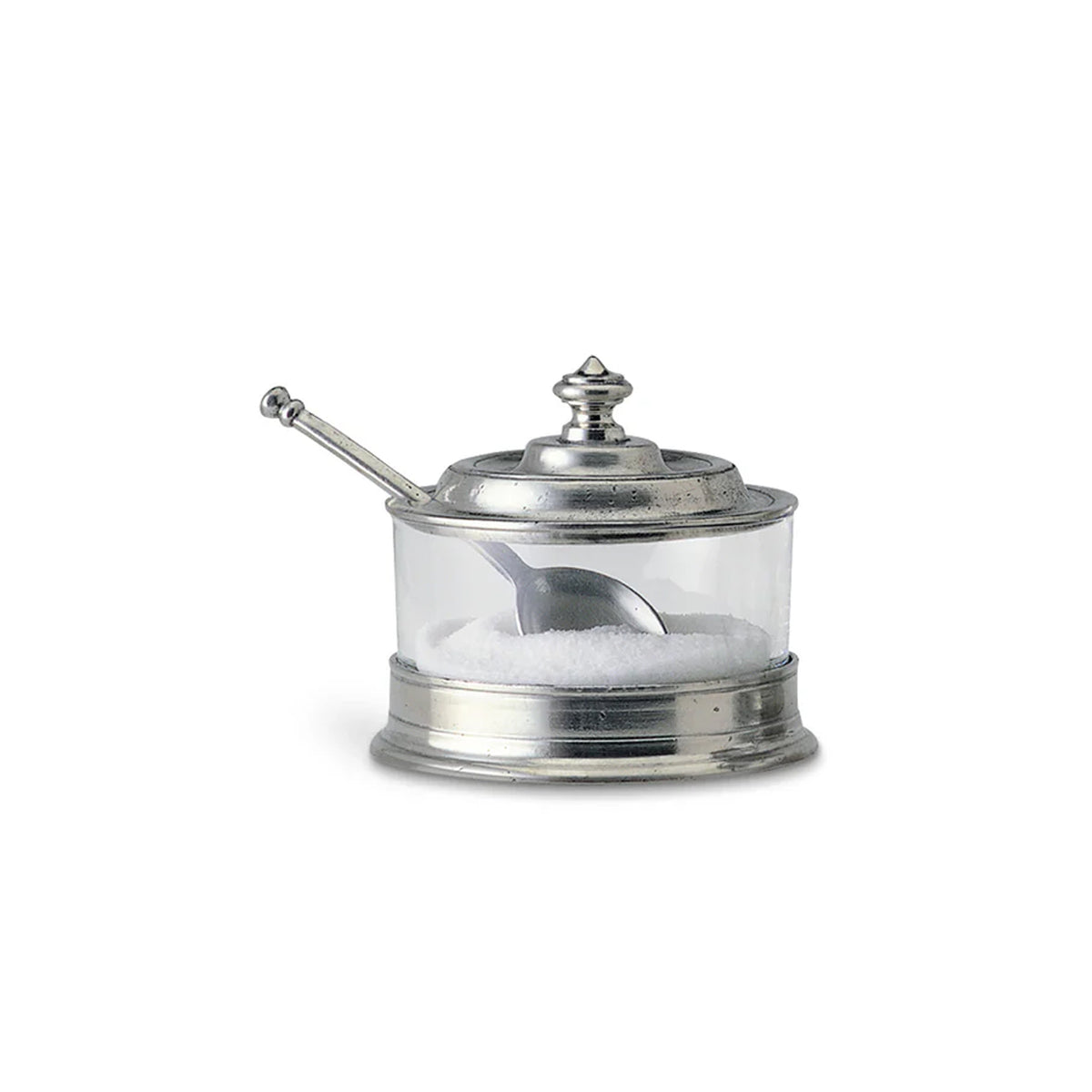 Front view of Jam Pot with Spoon showcasing its lidded glass pot and included spoon on a white background
