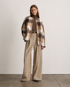 Janet Jacket in Pearl/Camel Plaid