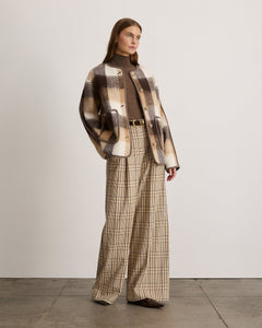 Janet Jacket in Pearl/Camel Plaid