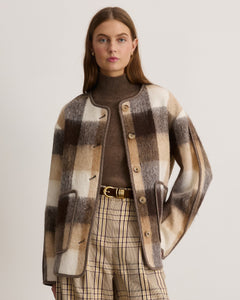 Janet Jacket in Pearl/Camel Plaid