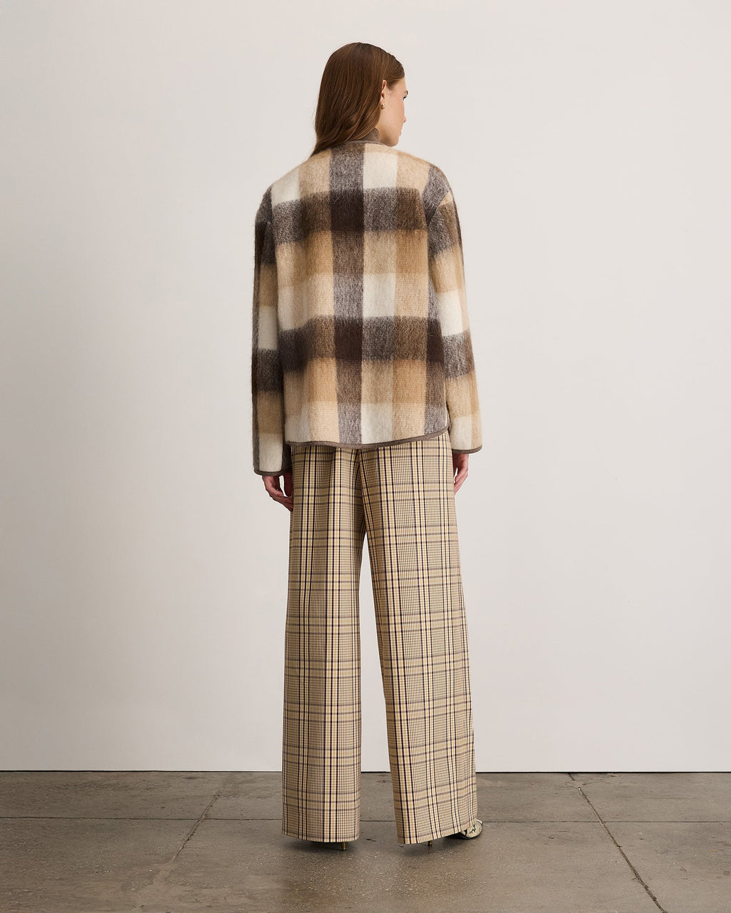 Janet Jacket in Pearl/Camel Plaid