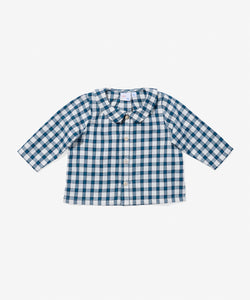 Jefferson Baby Shirt in Blue Picnic Check