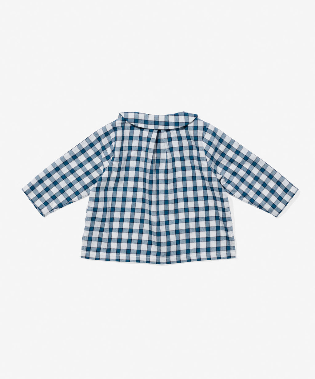 Jefferson Baby Shirt in Blue Picnic Check