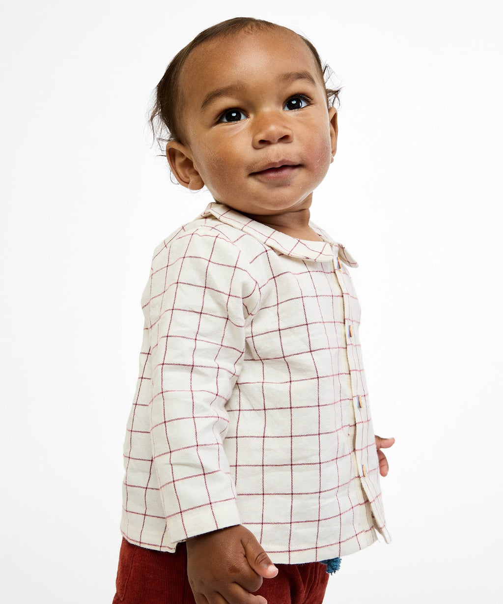 Jefferson Baby Shirt in Pomegranate Plaid
