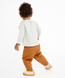 Jefferson Baby Shirt in Sage Chevron Stripe