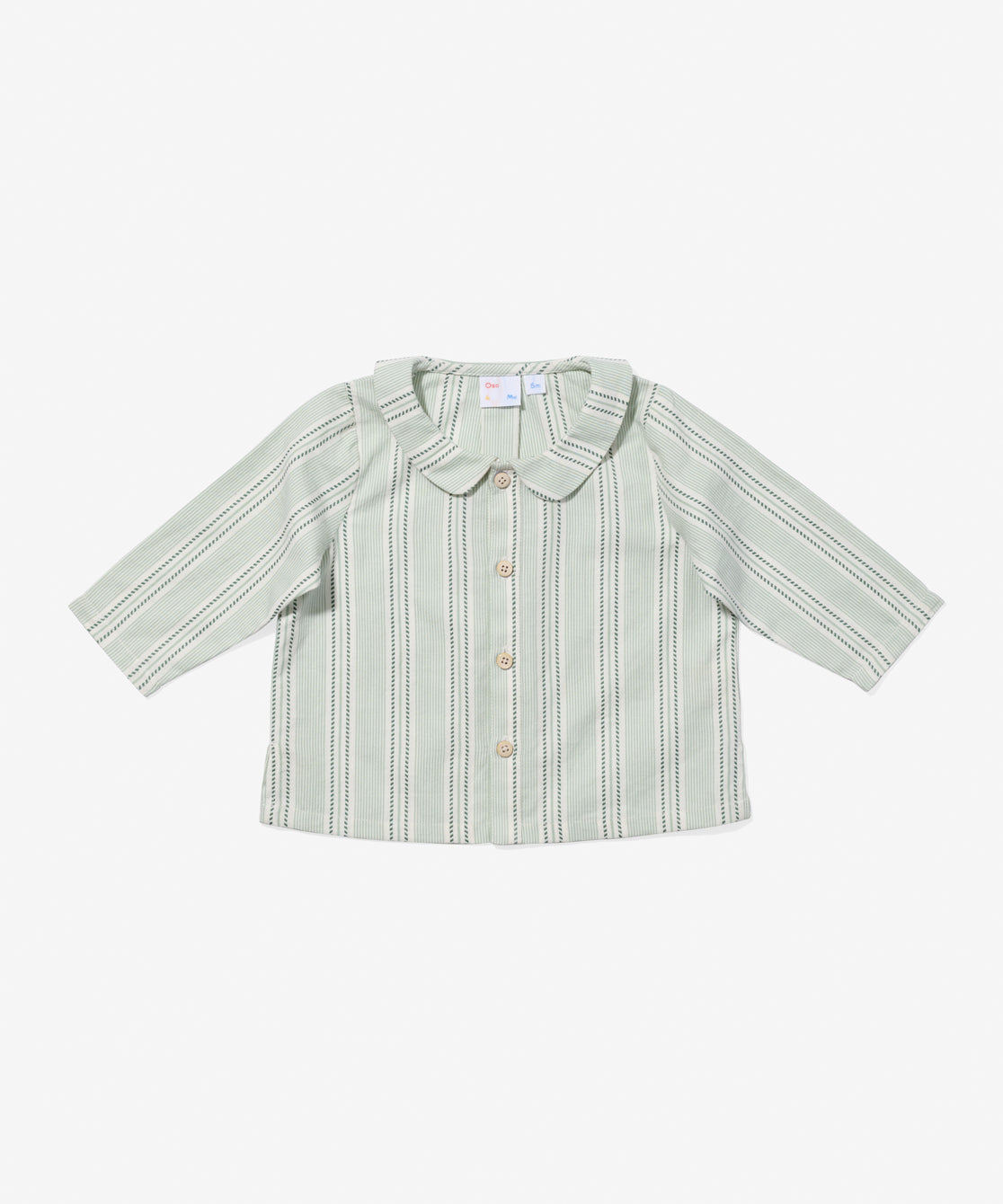 Jefferson Baby Shirt in Sage Chevron Stripe