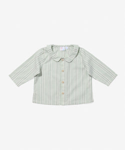 Jefferson Baby Shirt in Sage Chevron Stripe