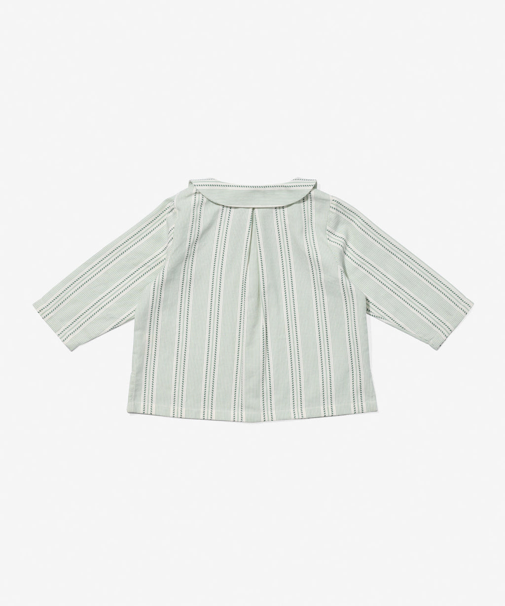 Jefferson Baby Shirt in Sage Chevron Stripe