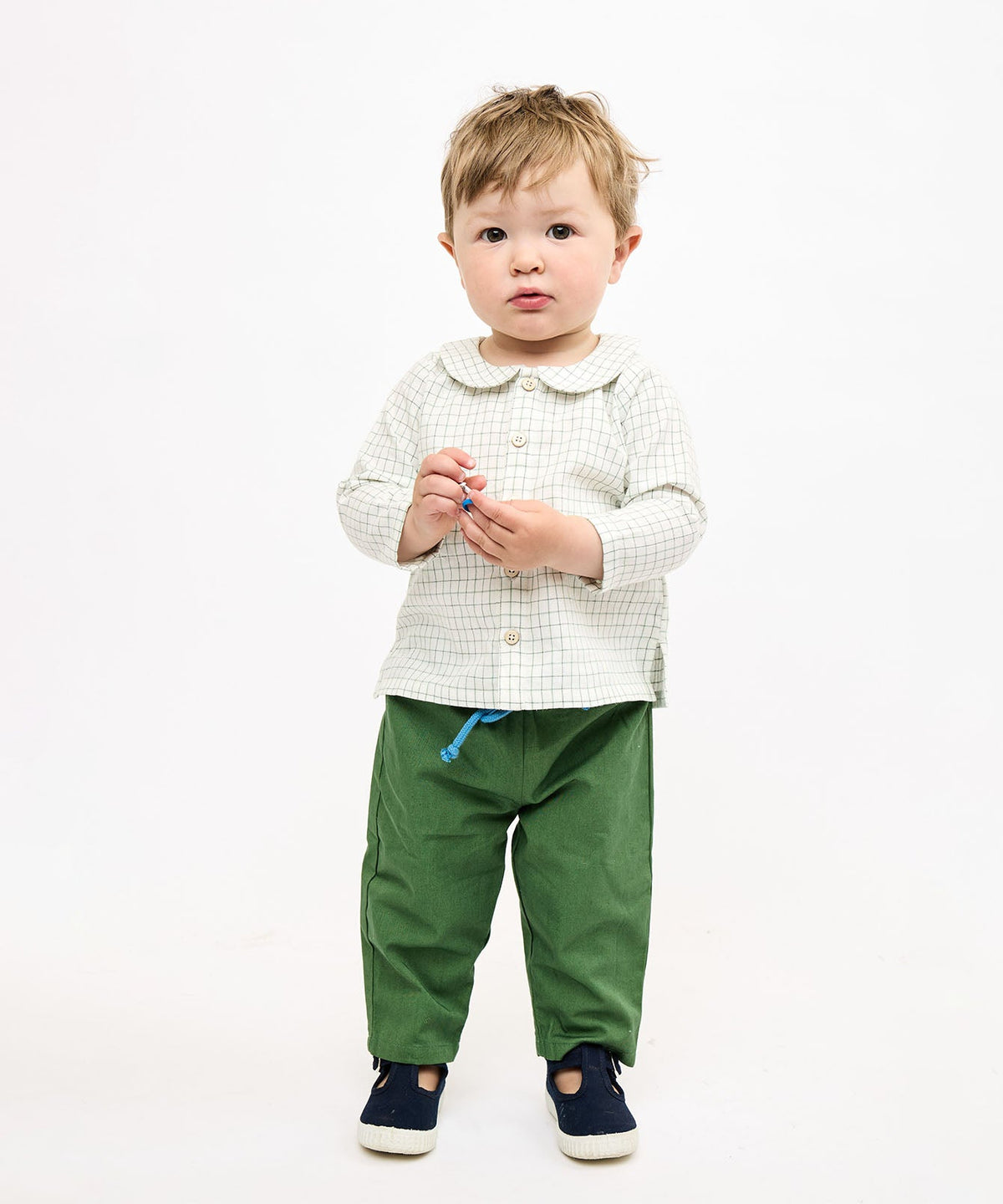 Jefferson Baby Shirt in Green Tattersall