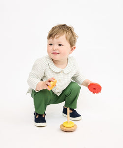 Jefferson Baby Shirt in Green Tattersall