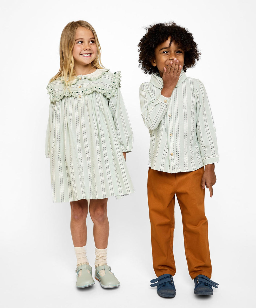 Jeffie Shirt in Sage Chevron Stripe