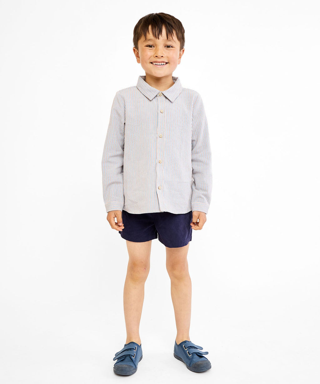 Jeffie Shirt in Indigo Linen Stripe