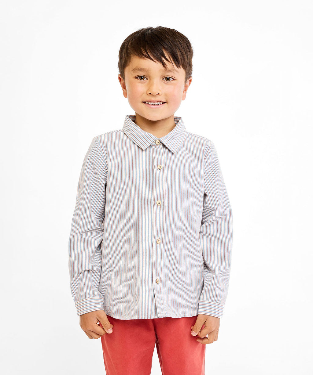 Jeffie Shirt in Indigo Linen Stripe