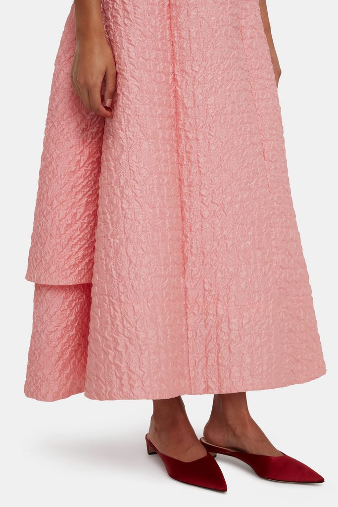 Jenn Dress In Matte Pink Seersucker