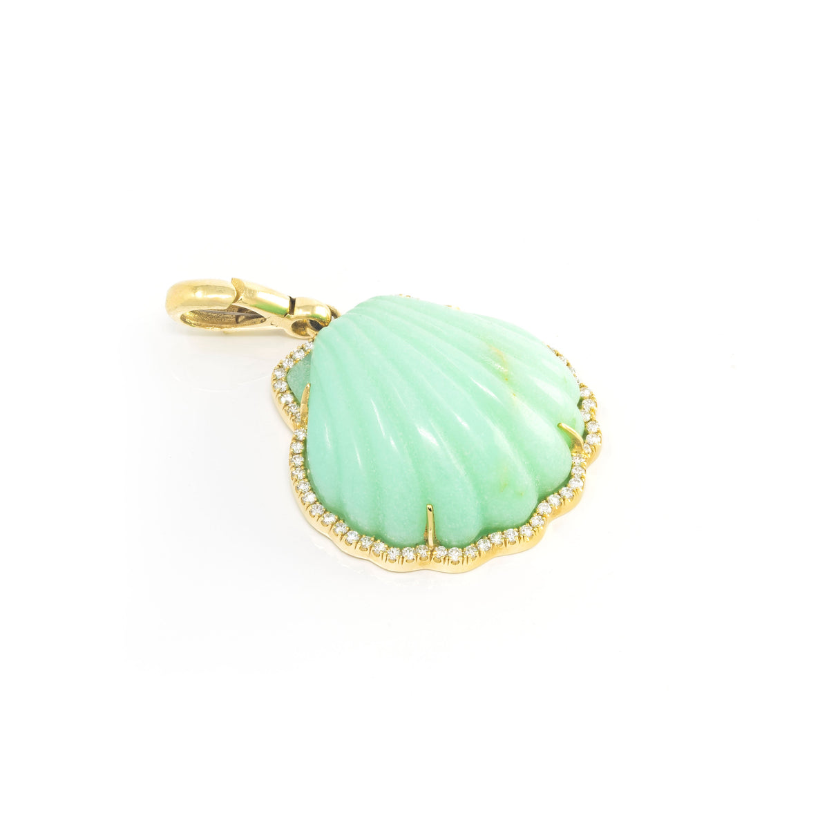 Carved Stone Shell In Diamond Frame Charm