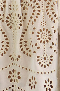 Close up of the Jennifer Top in Ivory. 