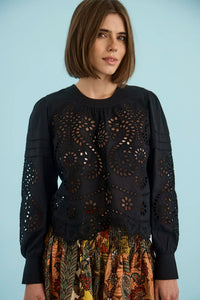 The Jennifer Top in Onyx paired with the Fallon Skirt in Highland Tapestry. 