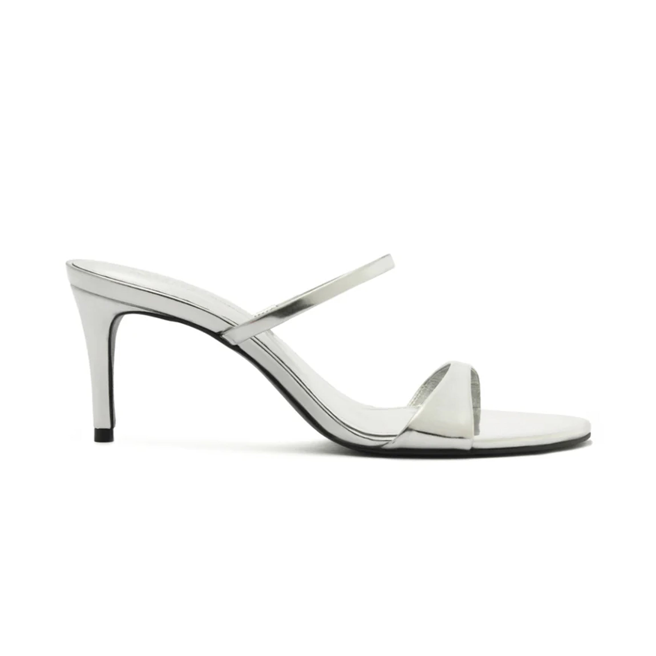 Jessica Mid Mule Metallic Sandal in Prata