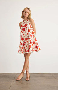 Jessie Dress in Cream & Tomato