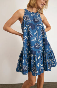Jessie Dress in French Blue & Cream