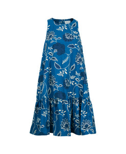 Jessie Dress in French Blue & Cream