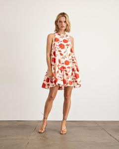 Jessie Dress in Cream & Tomato