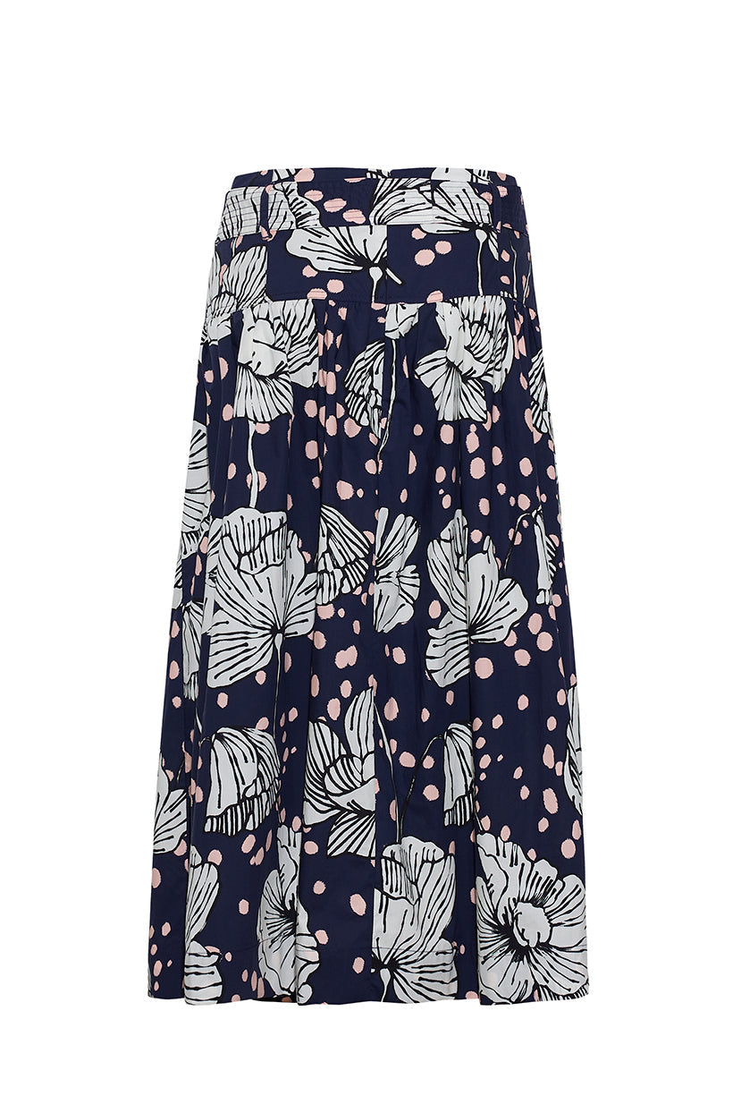 Jiya Skirt in Dotted Flora Navy