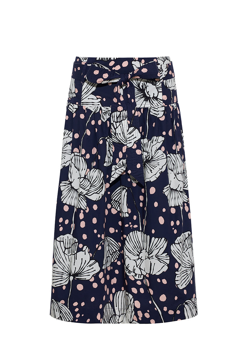 Jiya Skirt in Dotted Flora Navy