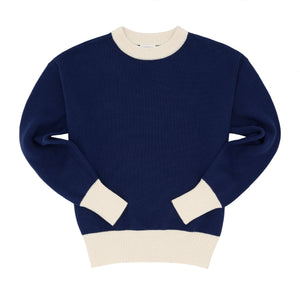 Women’s Navy With Cream Trim Knit Sweater